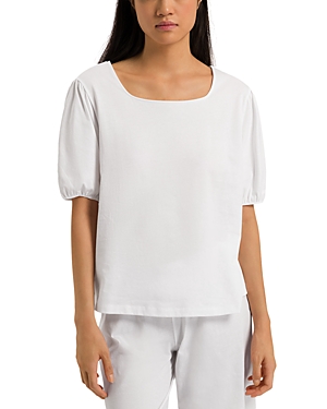 Shop Hanro The Natural Puff Sleeve Shirt In White