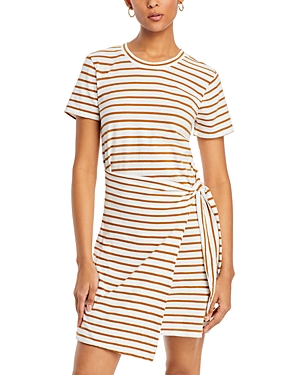 Shop Rails Edie Cotton Wrap T Shirt Dress In Camel Stripe