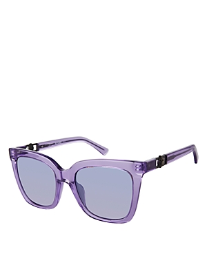 Shop Kurt Geiger Square Sunglasses, 53mm In Purple/blue Solid