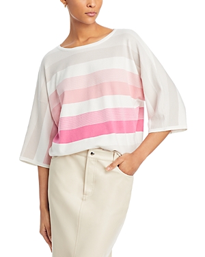 Shop T Tahari Dolman Sleeve Sweater In White Stripe/print