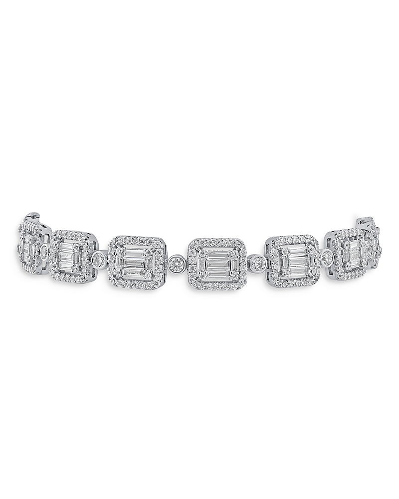 Cz By Kenneth Jay Lane Baguette & Pave Deco Bracelet In Silver