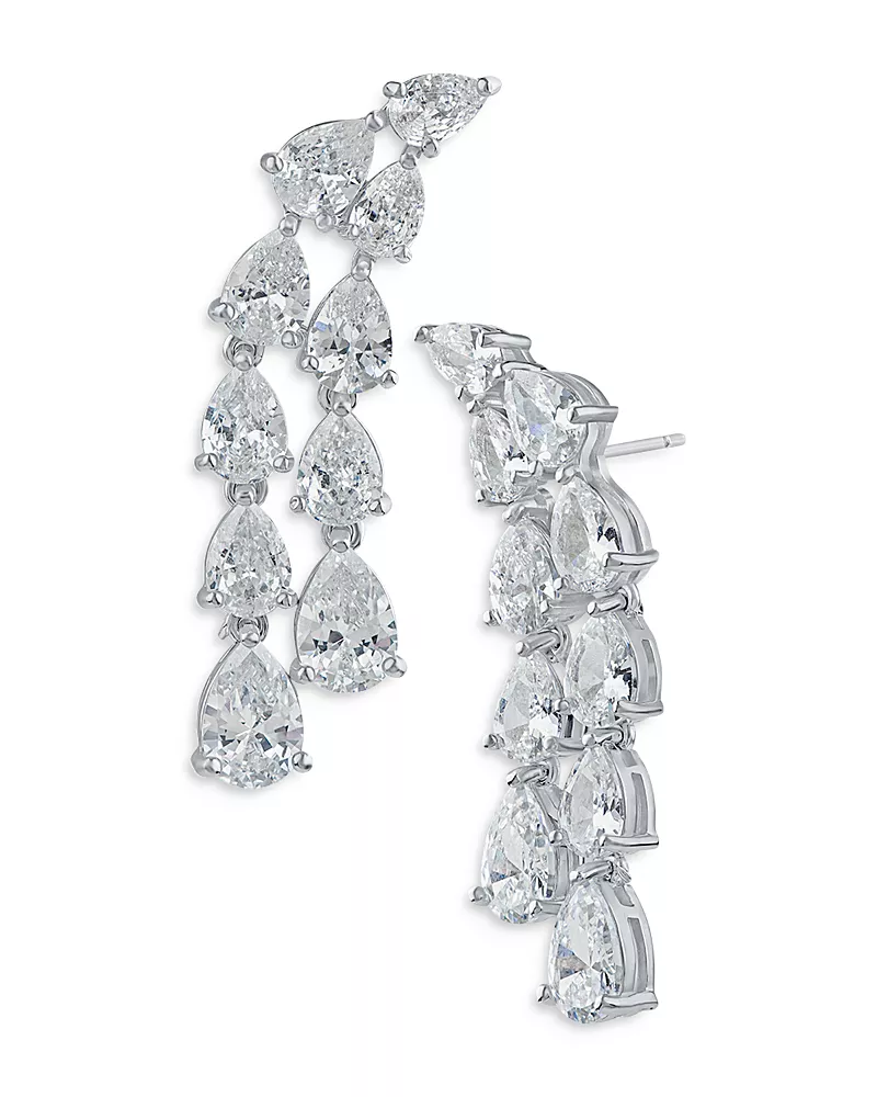 Cz By Kenneth Jay Lane Pearl Waterfall Earrings