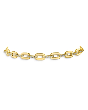 Cz By Kenneth Jay Lane Pave Delicate Link Bracelet In Gold