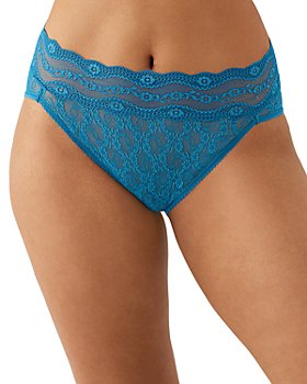 Microfiber and Wide Lace Band Thong Panty - Latte
