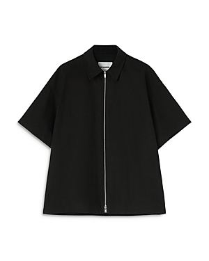 Jil Sander Cotton Regular Fit Full Zip Shirt In Black