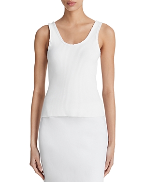 Shop Vince Ribbed Scoop Neck Tank In Optic White