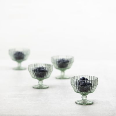 Archie Sage Green Coupe Footed Dessert Bowl, Set of 4