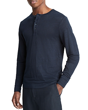 Vince Long Sleeve Slub Henley In Coastal