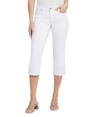 Marilyn Cuffed Cropped Straight Jeans in Black & Optic White