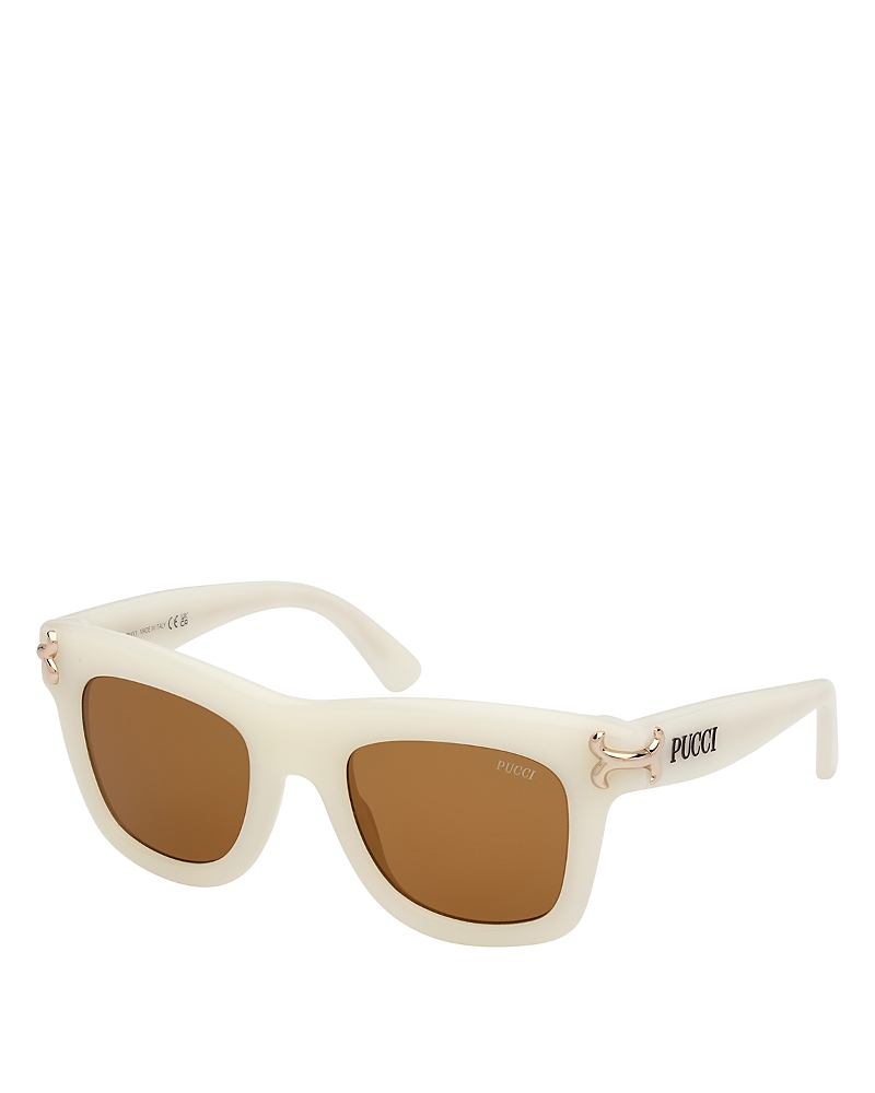 Pucci Women's White & Brown Square Sunglasses In White/brown Solid