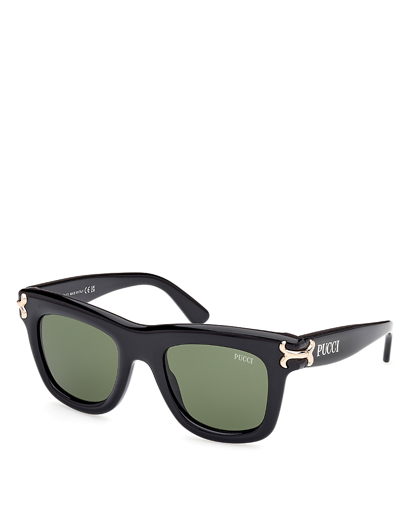 Pucci Logo Acetate Square Sunglasses In Black/green Solid