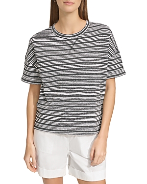Marc New York Striped Dropped Shoulder Tee In Black White Combo