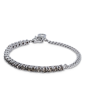 Shop Allsaints Stone Chain Bracelet In Black/silver