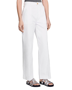 Sandro Paula Cotton High Rise Jeans in White