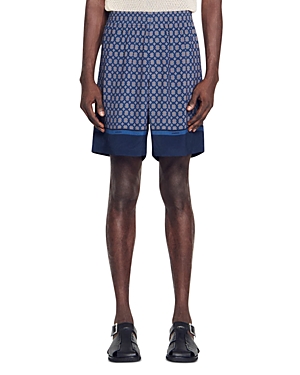 Shop Sandro Fence Shorts In Navy Blue