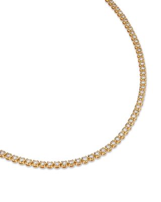 Diamond Crown Set Tennis Necklace in 14K Yellow Gold, 5.0 tcw