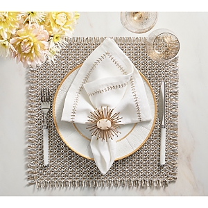 Kim Seybert Fringe Placemat In Gold And Silver In Gold/silver