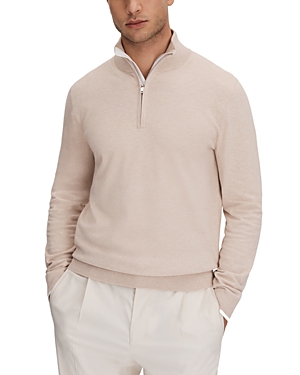 Reiss Blackhall Quarter-zip Sweater In Camel