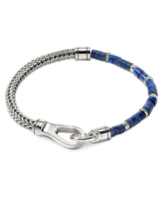 John Hardy Sterling Silver Heishi Lapis Lazuli Beaded Flex Bracelet