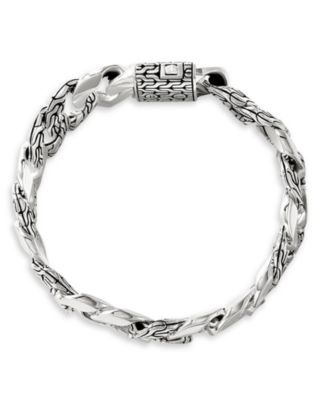 Men's Sterling Silver Carved Chain Etched Curb Link Bracelet