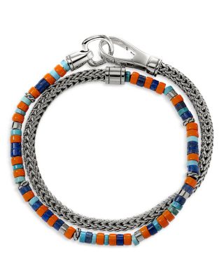 Sterling Silver Heishi Mixed Stone Beaded Double Wrap Bracelet