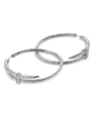 Sterling Silver Diamond Spear Hoop Earrings