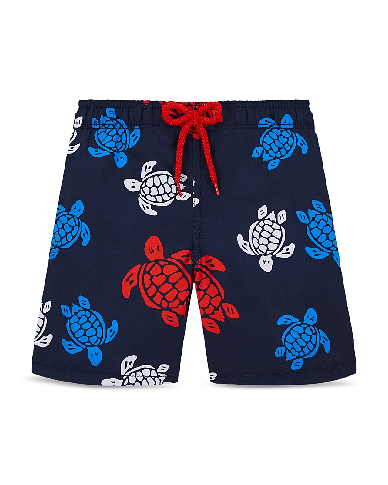 Vilebrequin Boys Blue Turtle Swim Shorts In Navy