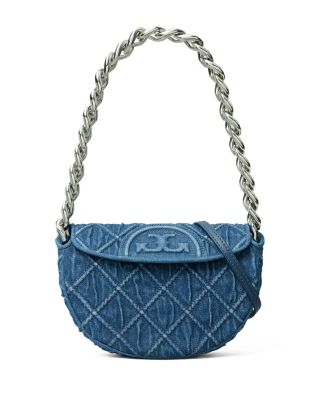 Tory Burch - Mini Fleming Soft Denim Crescent Bag