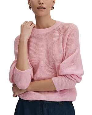 Shop Reiss Mae Crewneck Long Sleeve Sweater In Light Pink