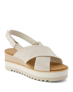 Shop Toms Women's Diana Crossover Platform Wedge Sandals In Natural