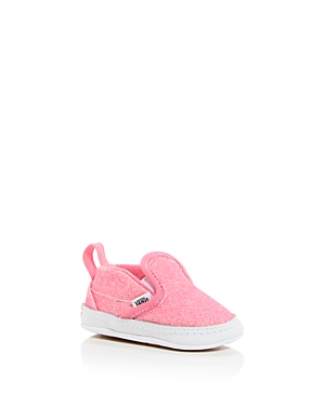 Vans Unisex Classic Slip On V Glitter Crib Shoe Sneakers - Baby In Pink