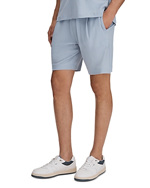 Shop Reiss Riad Textured Drawstring 7.9 Shorts In Porcelain Blue
