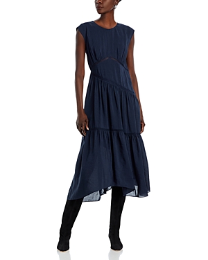 Shop Frame Lace Inset Midi Dress In Navy