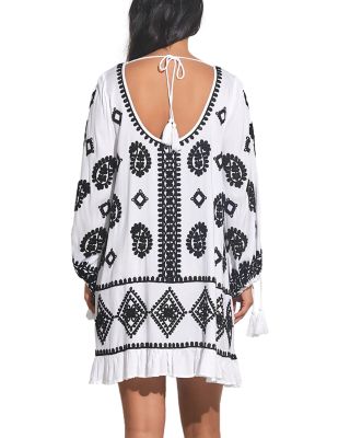 Embroidered Scoop Neck Dress