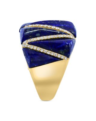 Lapis & Diamond Statement Ring in 14K Yellow Gold