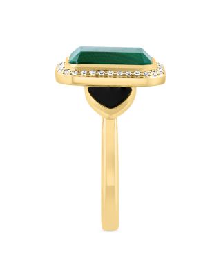 Malachite, Onyx &amp; Diamond Ring in 14K Yellow Gold