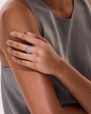 Sterling Silver Spear Diamond Coil Ring  