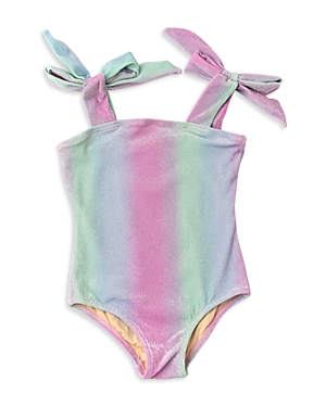 Shade Critters Girls' Shimmer Bunny Tie One Piece Swimsuit - Little Kid, Big Kid In Ocean Ombre