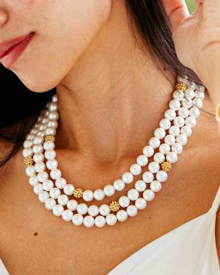 Berry & Bead Triple Strand Necklace, 18"