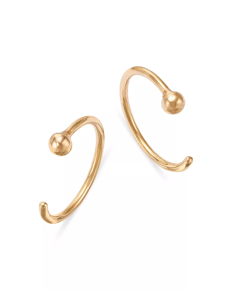 Zoe Chicco 14K Yellow Gold Simple Gold Tiny Ball Reverse Huggie Hoop Earrings
