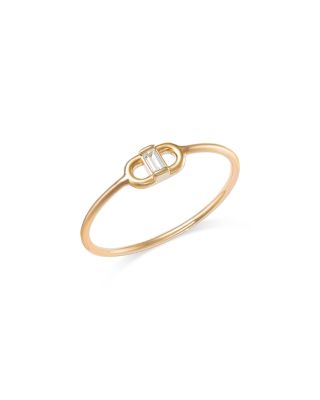 Zoë Chicco - 14K Yellow Gold Baguette Diamonds Diamond Baguette Oval Link Ring, 0.06 tcw