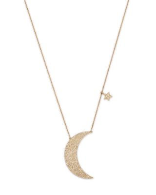 Nina Gilin - 14K Yellow Gold Diamond Moon & Star Pendant Necklace, 16"