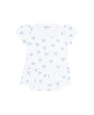 Nellapima Girls' Blue Heart Print Onesie Dress - Baby