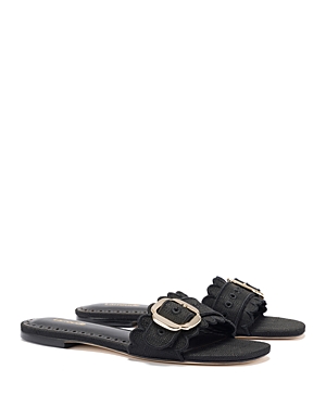 Shop Larroude Women's Ivy Broderie Slide Sandals In Black