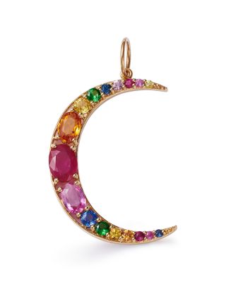 Nina Gilin 14K Yellow Gold Multi Stone Crescent Moon Pendant