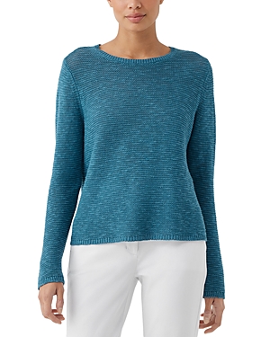 Shop Eileen Fisher Long Sleeve Pullover Sweater In River