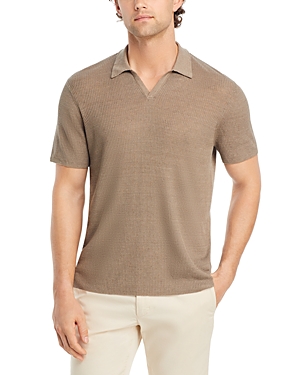 Open Collar Short Sleeve Linen Polo Shirt