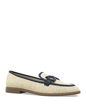 Shop Kenneth Cole Women's Linda Slip On Embellished Loafer Flats In Natural/navy Raffia