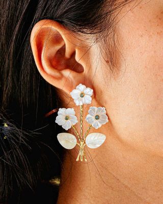 Mermaid Garden Convertible Mother of Pearl Bouquet Earrings
