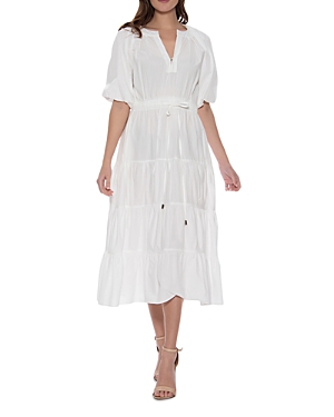 Gracia Cotton Tiered Midi Dress In White